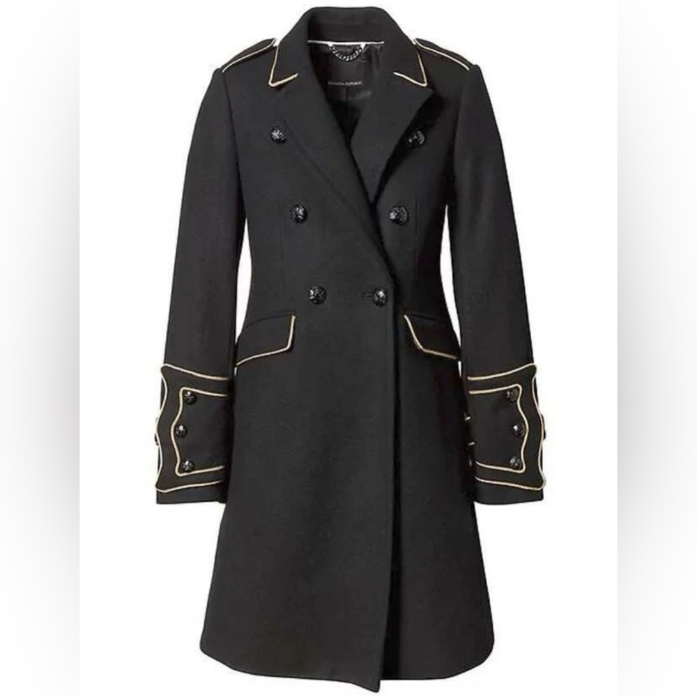 Banana Republic X Olivia Palermo Black Military Coat